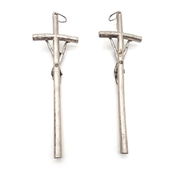 Cucifix Cross VTG INRI Metal Jesus Wall Hanging Decoration Christianity Silver - Picture 2 of 5